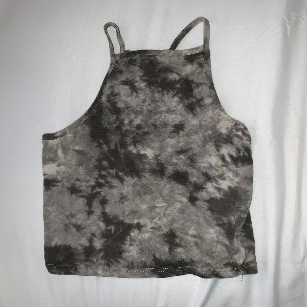 Gray Tie Dye Crop Top